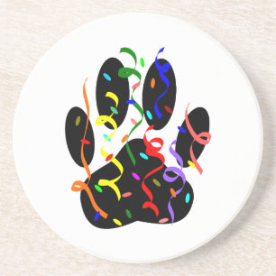 Dog Paw Print mit Confetti und Streamer Untersetzer
