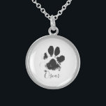 Dog Paw Print mit dem Namen Ihres Hauses - Schwarz Sterling Silberkette<br><div class="desc">Dog Paw Print mit dem Namen Ihres Hauses - Schwarz -</div>