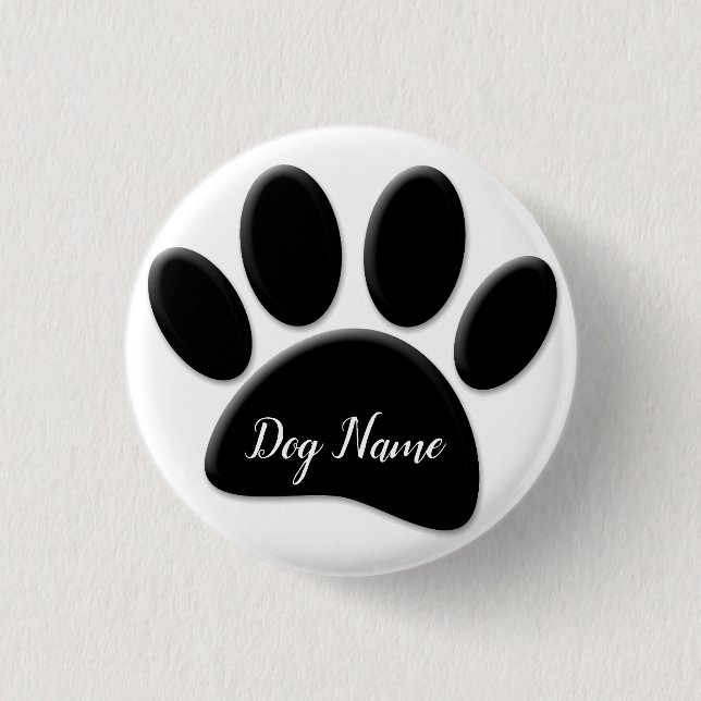 Dog Paw Print mit eigenem Doggie-Namen Button (Vorderseite)