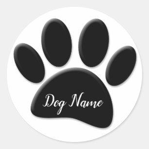 Dog Paw Print mit eigenem Doggie-Namen Runder Aufkleber