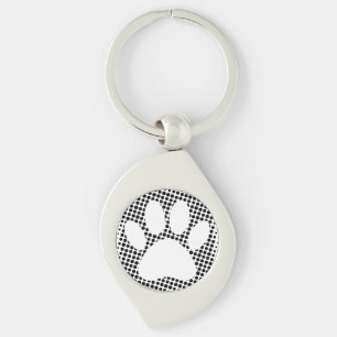 Dog Paw Print mit Halftone Background Schlüsselan Schlüsselanhänger