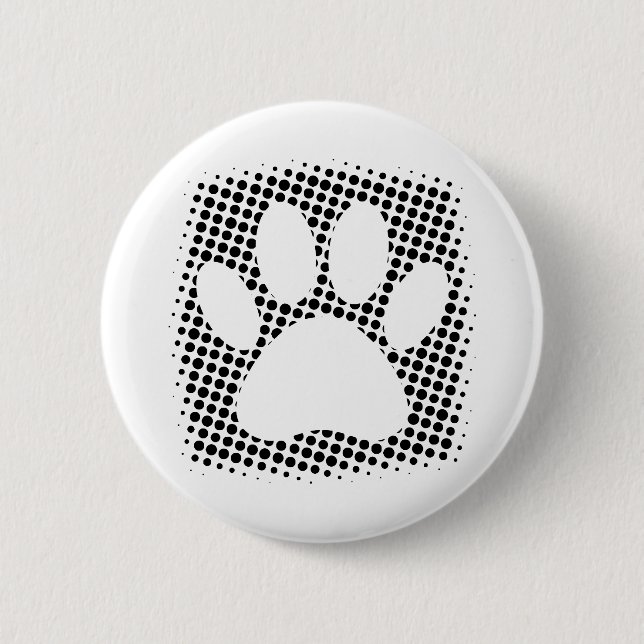 Dog Paw Print mit Halftone Hintergrund Button (Vorderseite)
