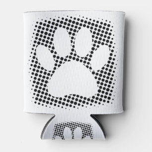 Dog Paw Print mit Halftone Hintergrund Dosenkühler