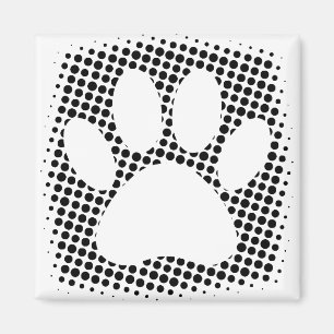 Dog Paw Print mit Halftone Hintergrund Magnet
