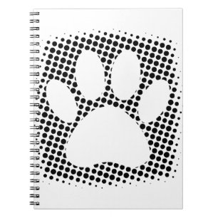 Dog Paw Print mit Halftone Hintergrund Notizblock