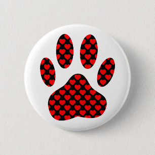 Dog Paw Print mit Herz Button