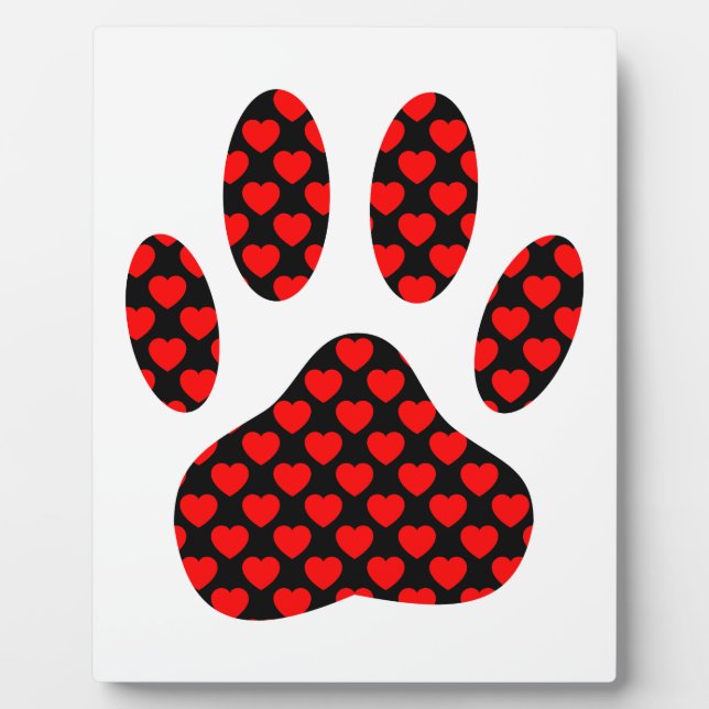 Dog Paw Print mit Herz Fotoplatte (Vorderseite)