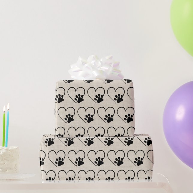 Dog Paw Print mit Herz Geschenkpapier (Partygeschenke)