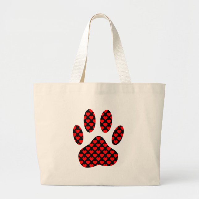 Dog Paw Print mit Herz Jumbo Stoffbeutel (Vorne)