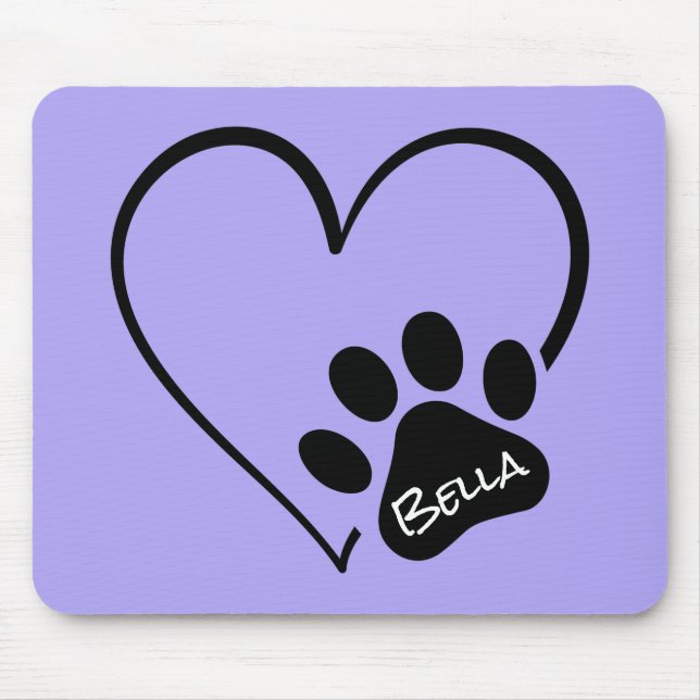 Dog Paw Print mit Herz Mousepad (Vorne)