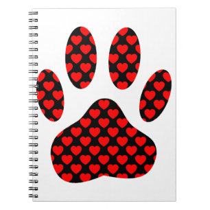 Dog Paw Print mit Herz Notizblock