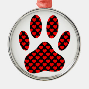Dog Paw Print mit Herz Ornament Aus Metall