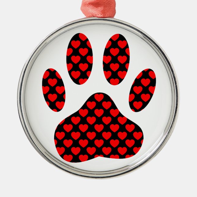 Dog Paw Print mit Herz Ornament Aus Metall (Vorne)