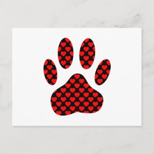 Dog Paw Print mit Herz Postkarte