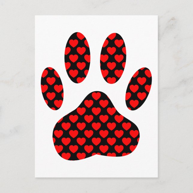 Dog Paw Print mit Herz Postkarte (Vorderseite)