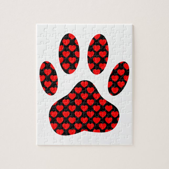 Dog Paw Print mit Herz Puzzle (Vertikal)