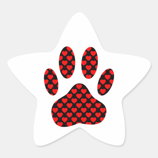 Dog Paw Print mit Herz Stern-Aufkleber (Vorderseite)