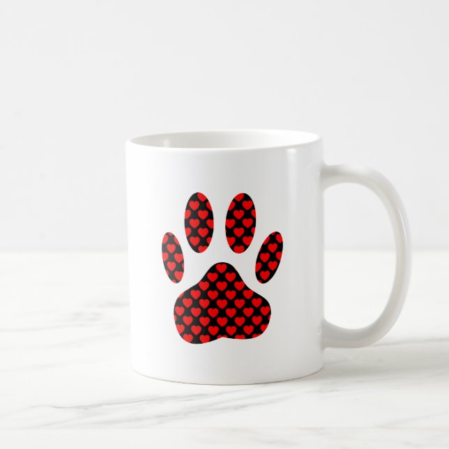 Dog Paw Print mit Herz Tasse (Rechts)