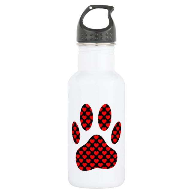 Dog Paw Print mit Herz Trinkflasche (Vorderseite)