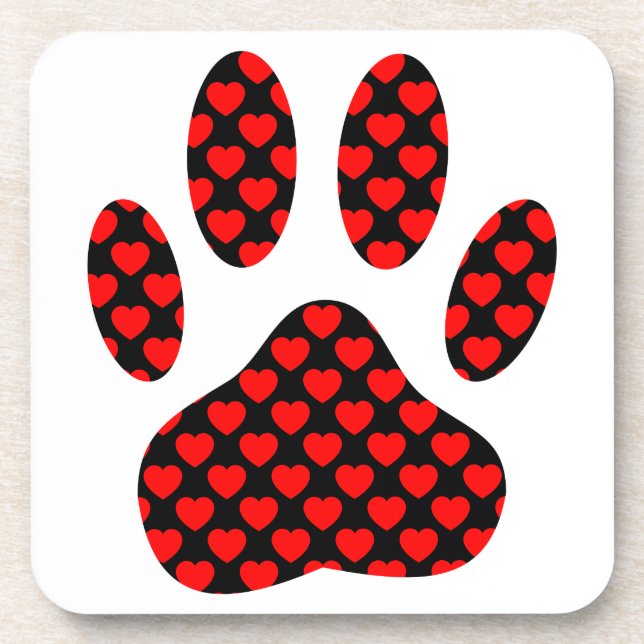 Dog Paw Print mit Herz Untersetzer (Vorderseite)