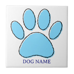 Dog Paw Print mit Individuelle Name Fliese