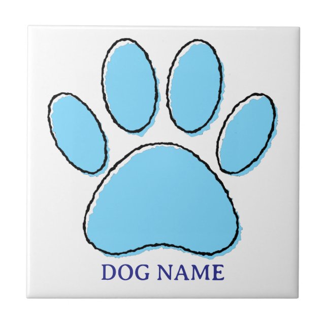 Dog Paw Print mit Individuelle Name Fliese (Vorderseite)