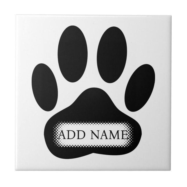 Dog Paw Print mit Individuelle Name Fliese (Vorderseite)