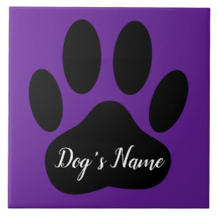 Dog Paw Print mit Individuelle Name Fliese