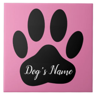 Dog Paw Print mit Individuelle Name Fliese