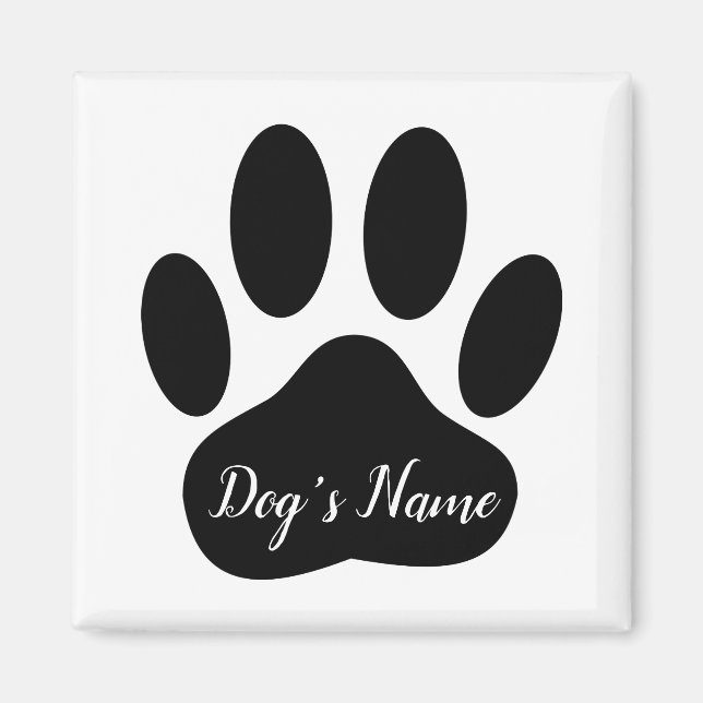 Dog Paw Print mit Individuelle Name Keramik Tile Magnet (Vorne)