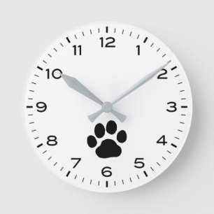 Dog Paw Print mit Stunden und Minuten Runde Wanduhr