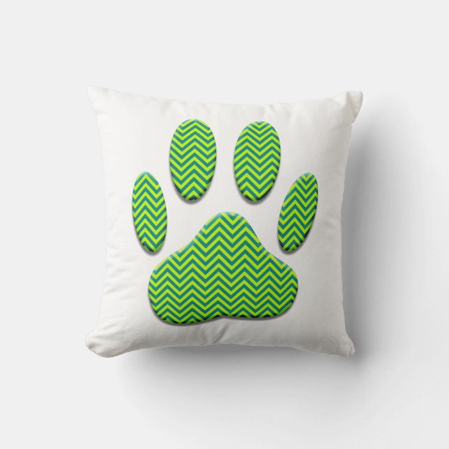 Dog Paw Print mit Zickzack Muster Kissen (Vorderseite)