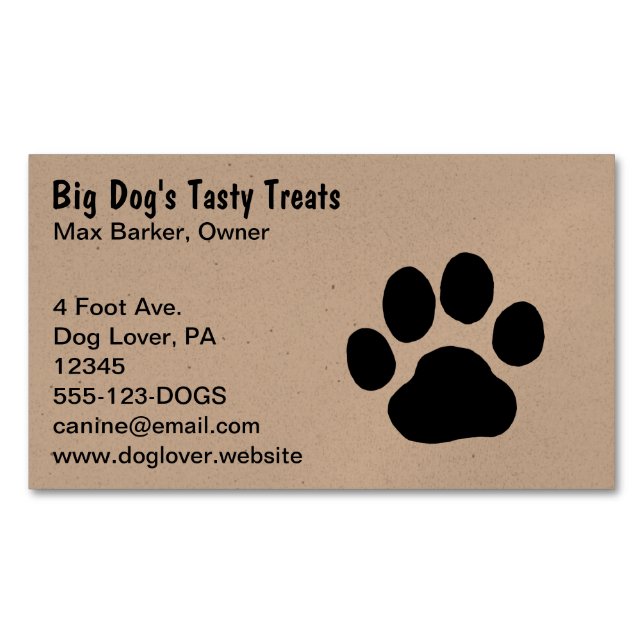 Dog Paw Print | Päptedienste | Tierpflege Magnetische Visitenkarte (Vorderseite)