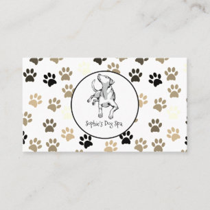Dog Paw Print Pattern Dog Grooming Wellness-Center Visitenkarte