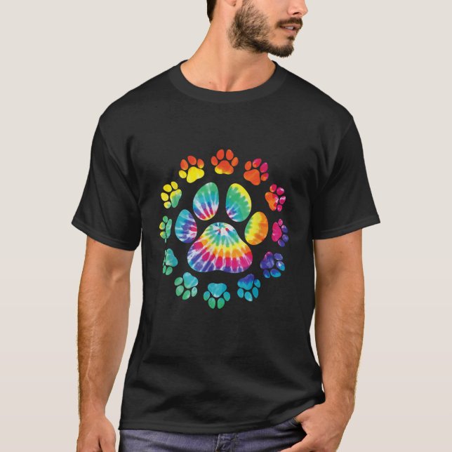 Dog Paw Print Pet Owner Tie Dye Love Dog Animal Lo T-Shirt (Vorderseite)