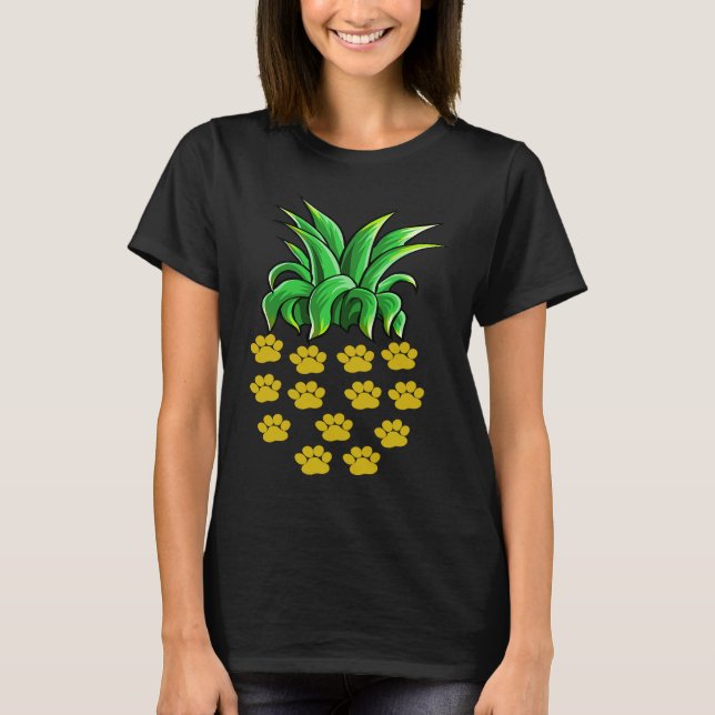 Dog Paw Print Pineapple  Women Animal T-Shirt (Vorderseite)