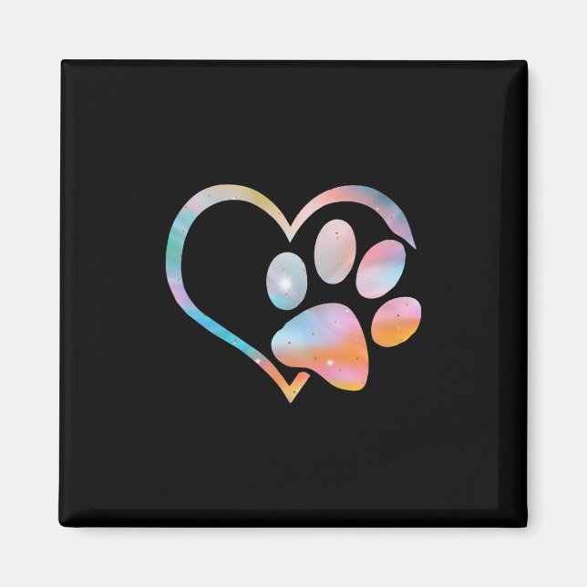 Dog Paw Print Psychedelic Gefärbte Krawatte Englis Magnet (Vorne)
