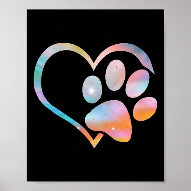 Dog Paw Print Psychedelic Gefärbte Krawatte Englis Poster (Vorne)