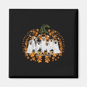 Dog Paw Print Pumpkin Herbst Herbst Ghost Dog Spoo Magnet