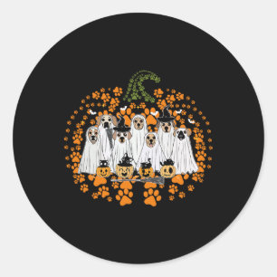 Dog Paw Print Pumpkin Herbst Herbst Ghost Dog Spoo Runder Aufkleber