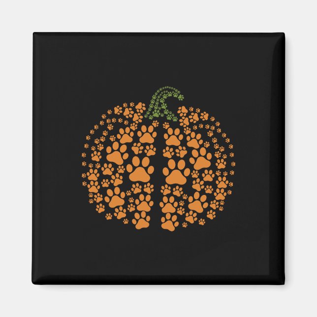 Dog Paw Print Pumpkin Herbstfall Tier Lover Hal Magnet (Vorne)