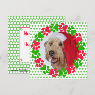 Dog Paw Print Red and Green Kranz Foto Feiertagskarte