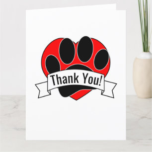 Dog Paw Print Red Heart Banner Vielen Dank Dankeskarte