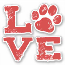 Dog Paw Print Red Liebe Pet Lover's Vinyl Sticker