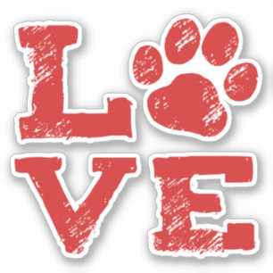 Dog Paw Print Red Liebe Pet Lover's Vinyl Sticker