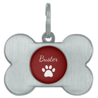 Dog Paw Print Simple Script Einzigartig Rot Tiermarke