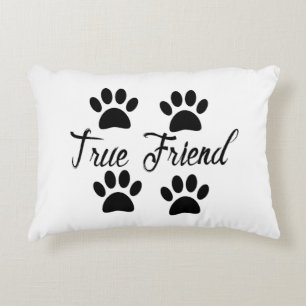 Dog Paw Print True Friends Text Dekokissen