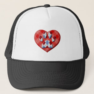 Dog Paw Print und Rotes Herz Zeichnend Truckerkappe