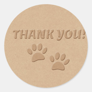 Dog Paw Print und Text Vielen Dank Runder Aufkleber