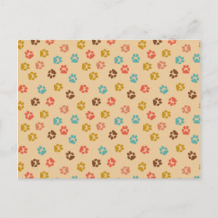 Dog Paw Print Vintag Color Animal Lover Postkarte